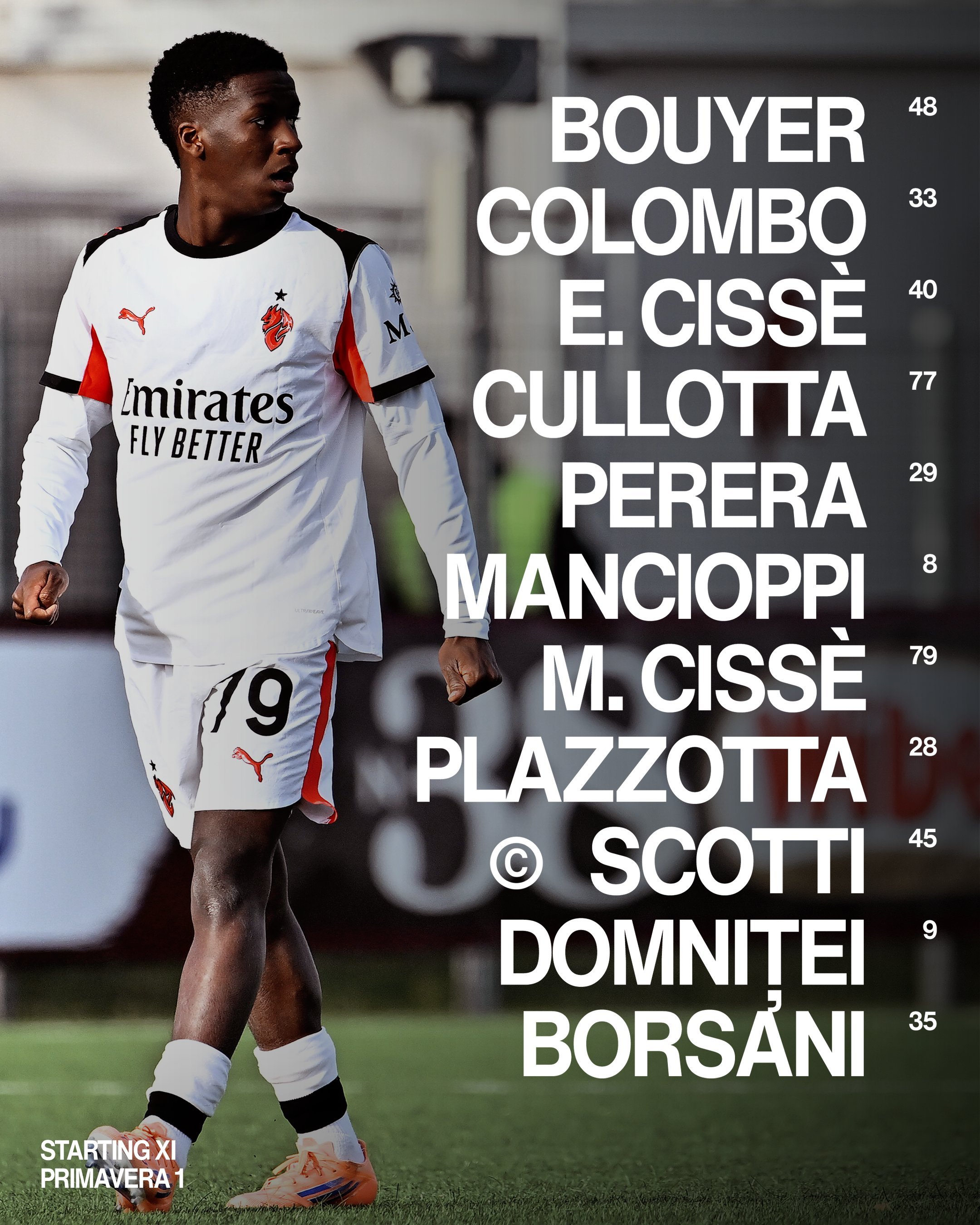 【首发阵容】 意甲 预备队联赛第34轮：🔴⚫️ 米兰预备队客场vs萨索洛预备队