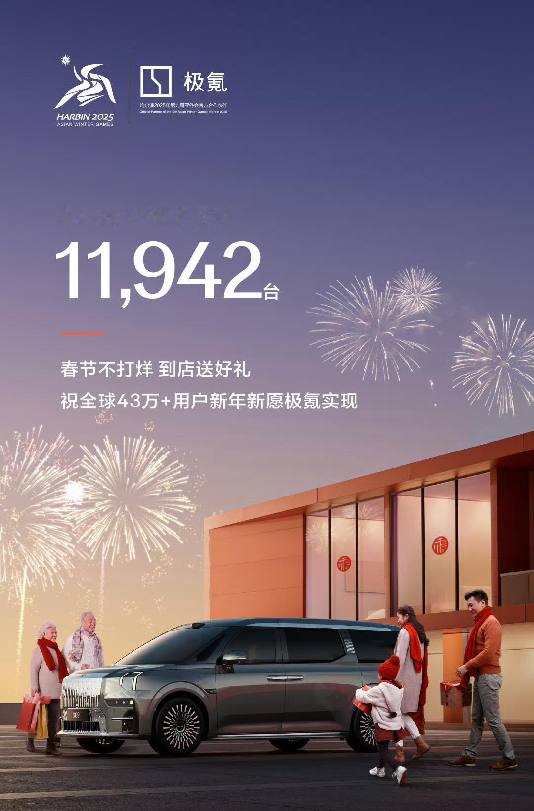 官方消息，极氪1月份的交付量为11942辆，单车型数据并未公布，预计依旧是极氪7