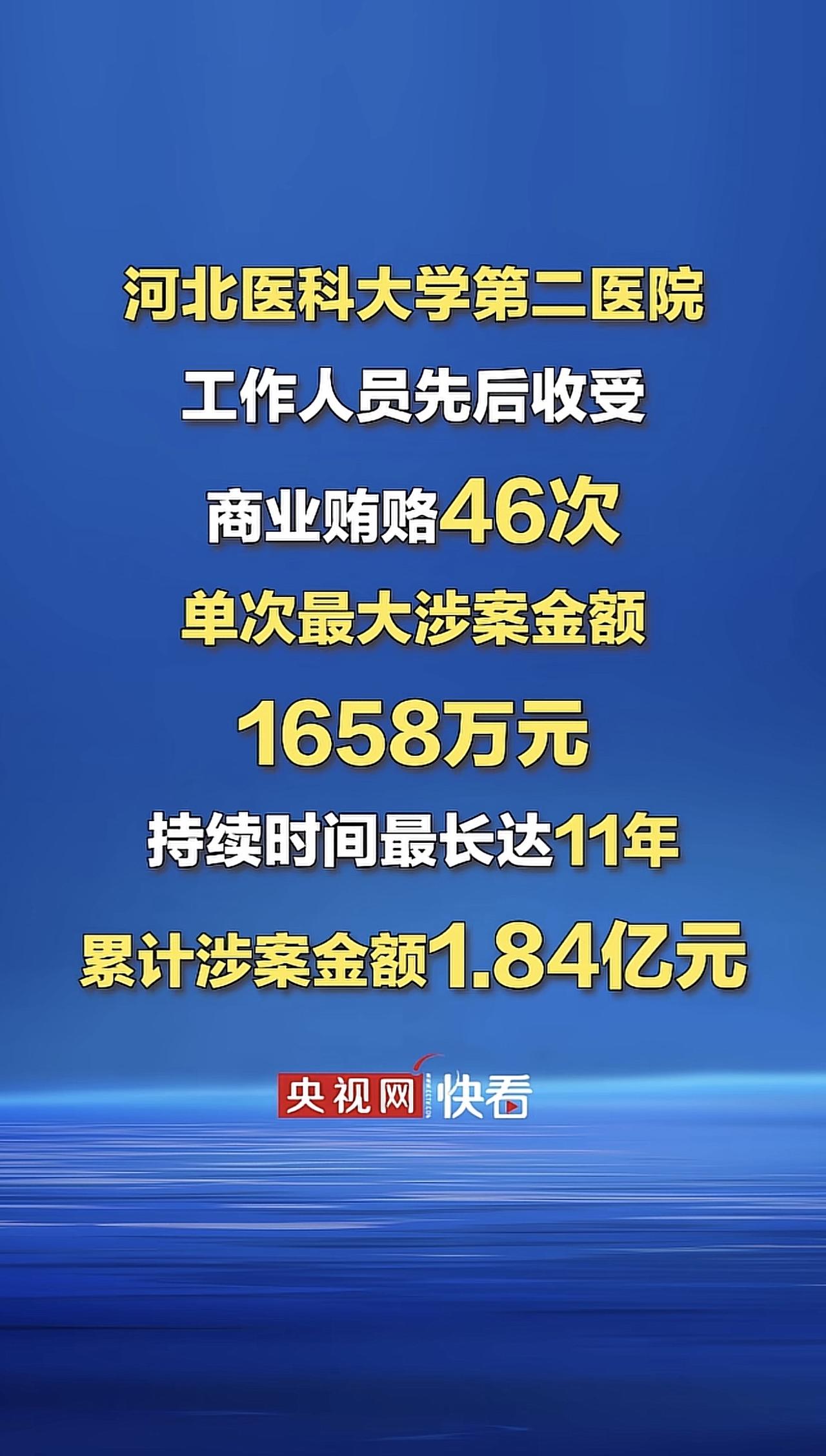 河北石家庄医大二院涉1.84亿医药贿赂案被央视曝光，触目惊心！

作为石河北省评