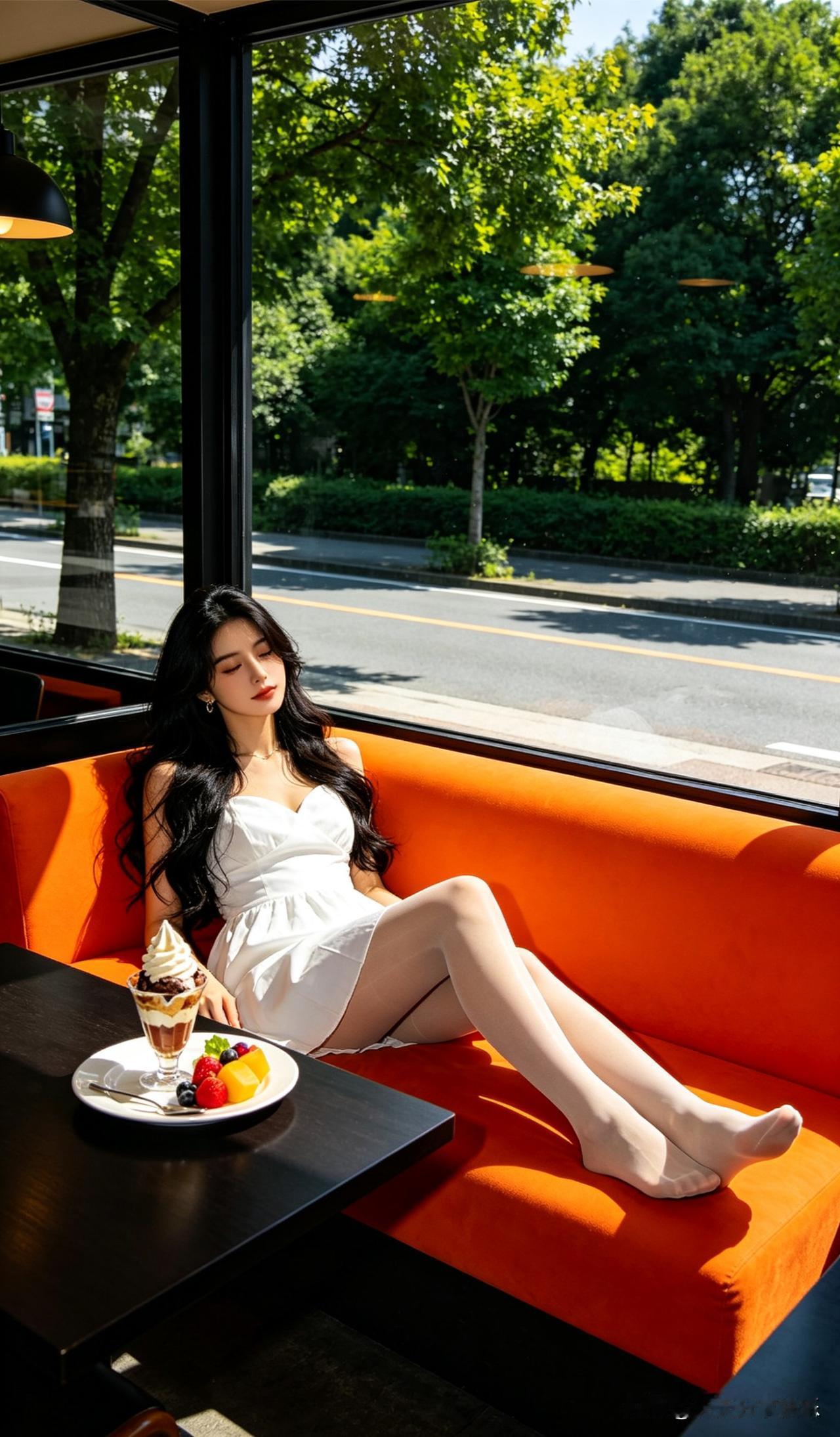 ai宝妈在家里长沙发休息，晒晒太阳。ai宝妈 宝妈 ai辣妈 宝妈ai AI居家