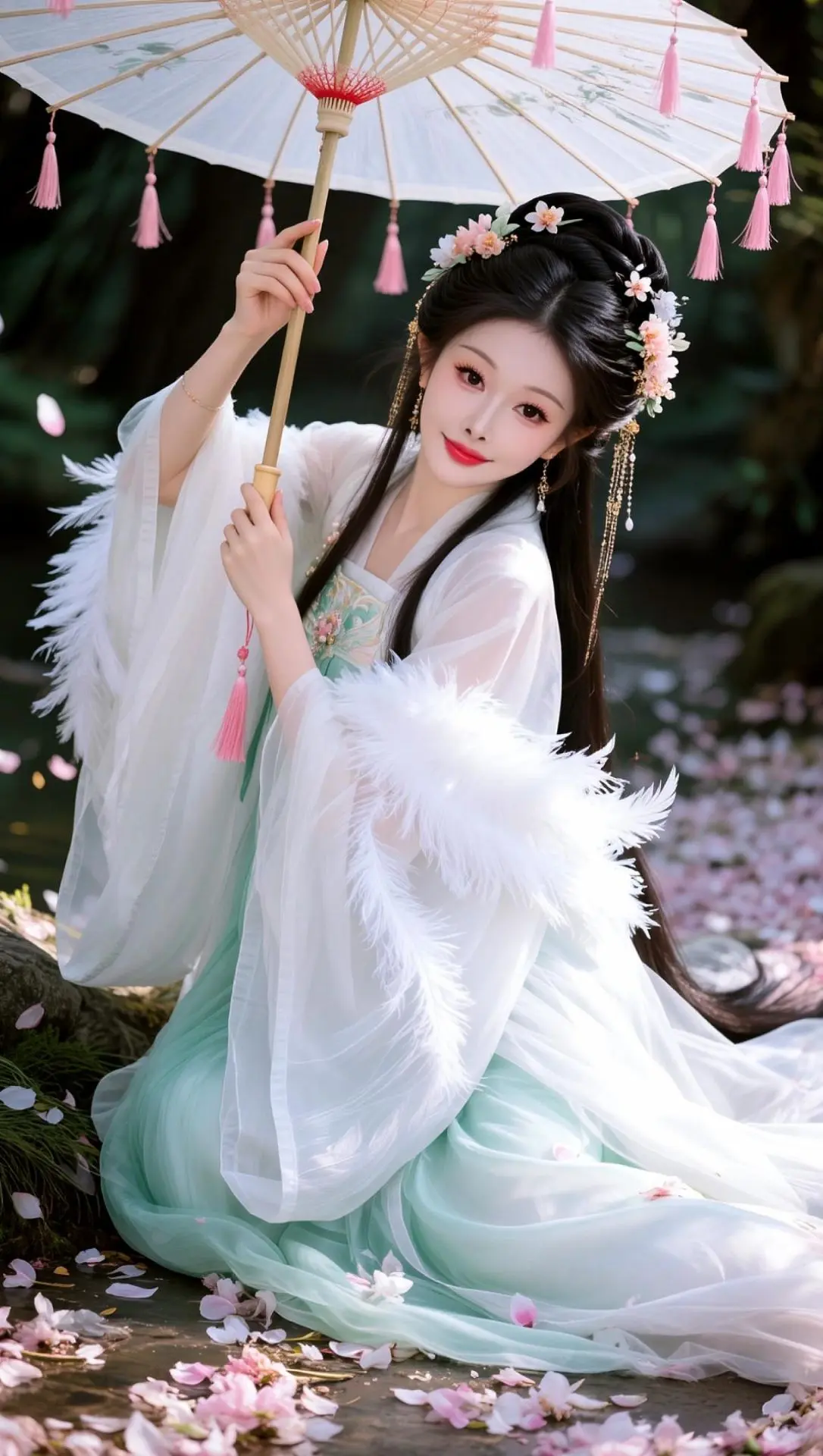 AI冷艳古风写真 古风汉服撑伞 执伞入画 古风里的诗意 汉服油纸伞