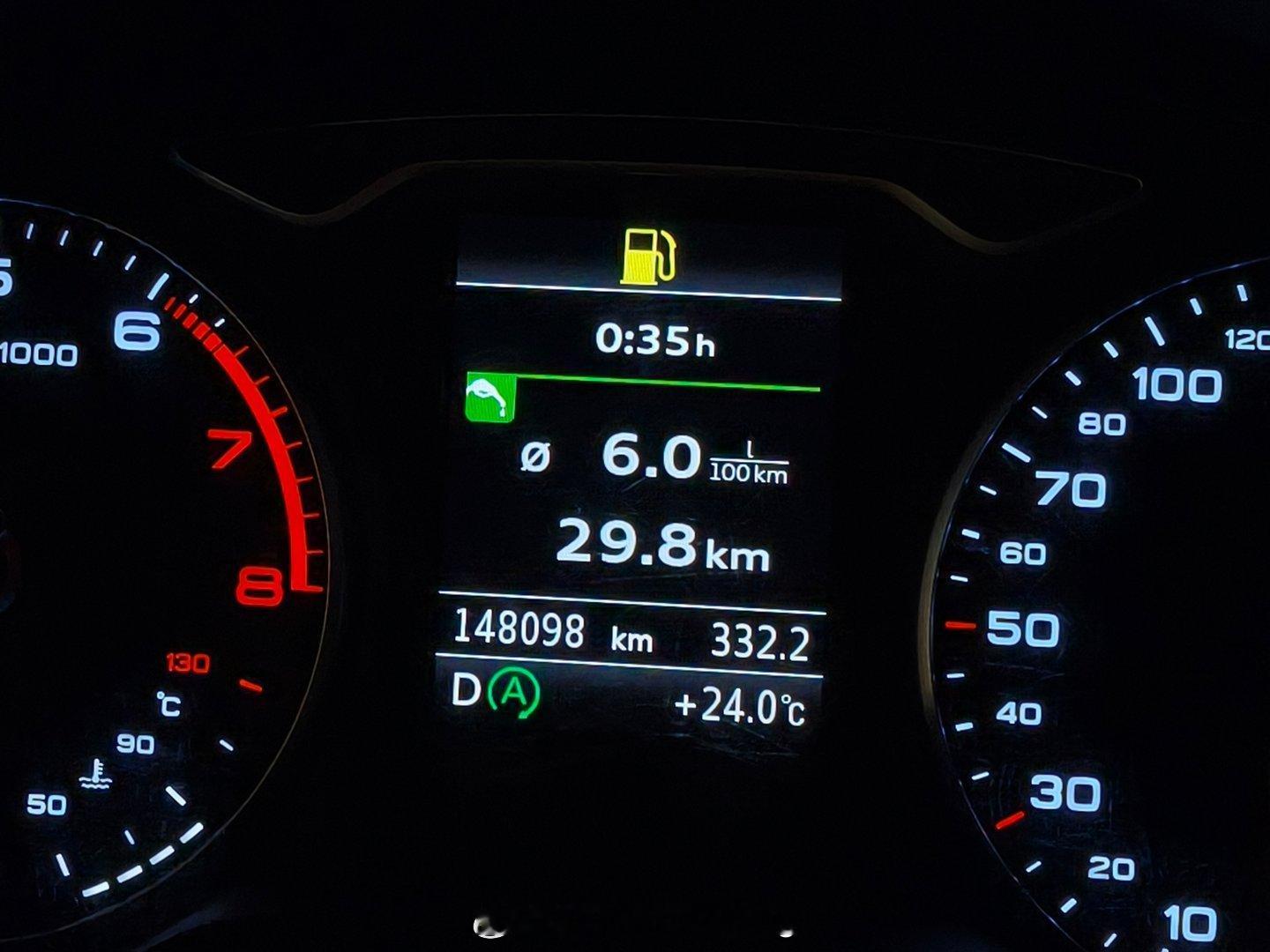 又到了不需要启动A/C的季节有利于EA888+DQ250刷新上下班油耗 ​​​