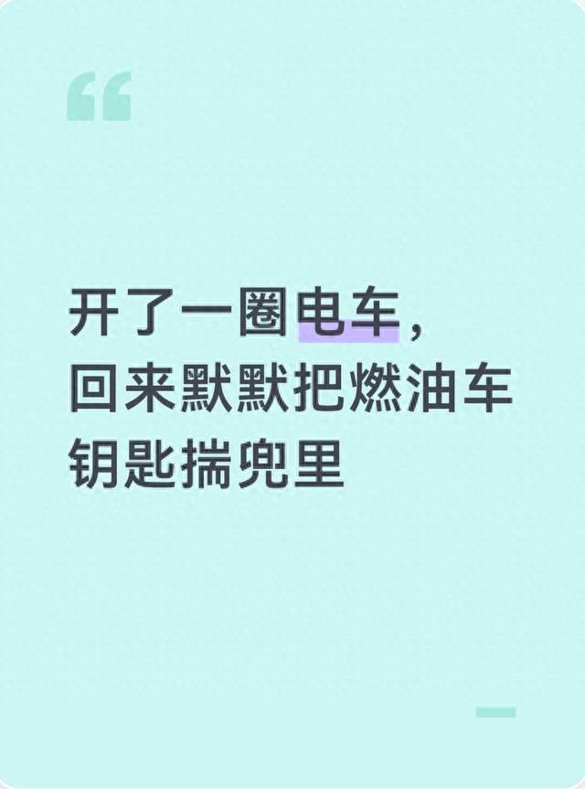 开了一圈电车，回来默默把燃油车钥匙揣兜里