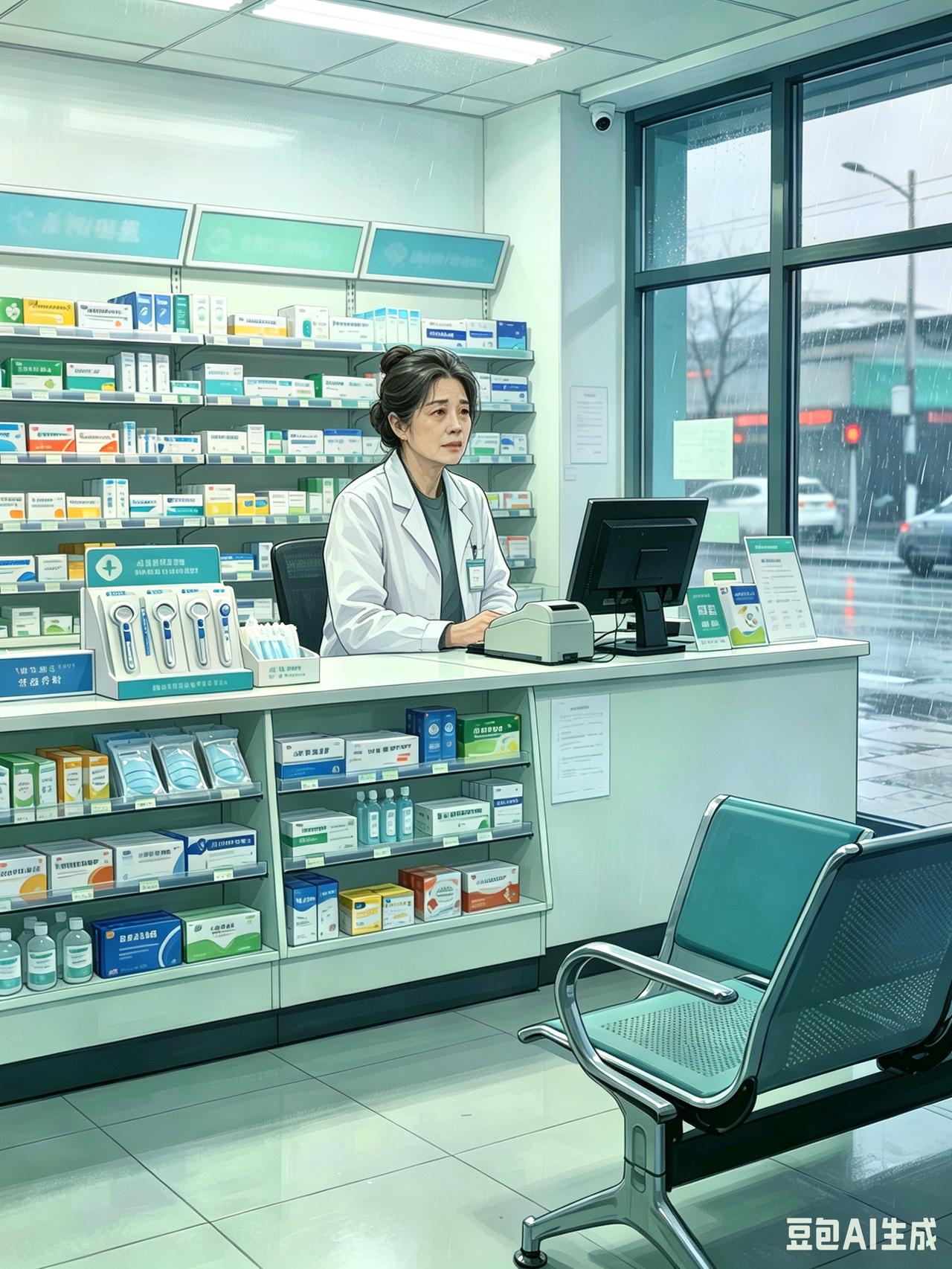 药店贴出了招聘启示。

早上去菜市场，顺道去药店晃一晃，店员嘴一努，让我看外面贴
