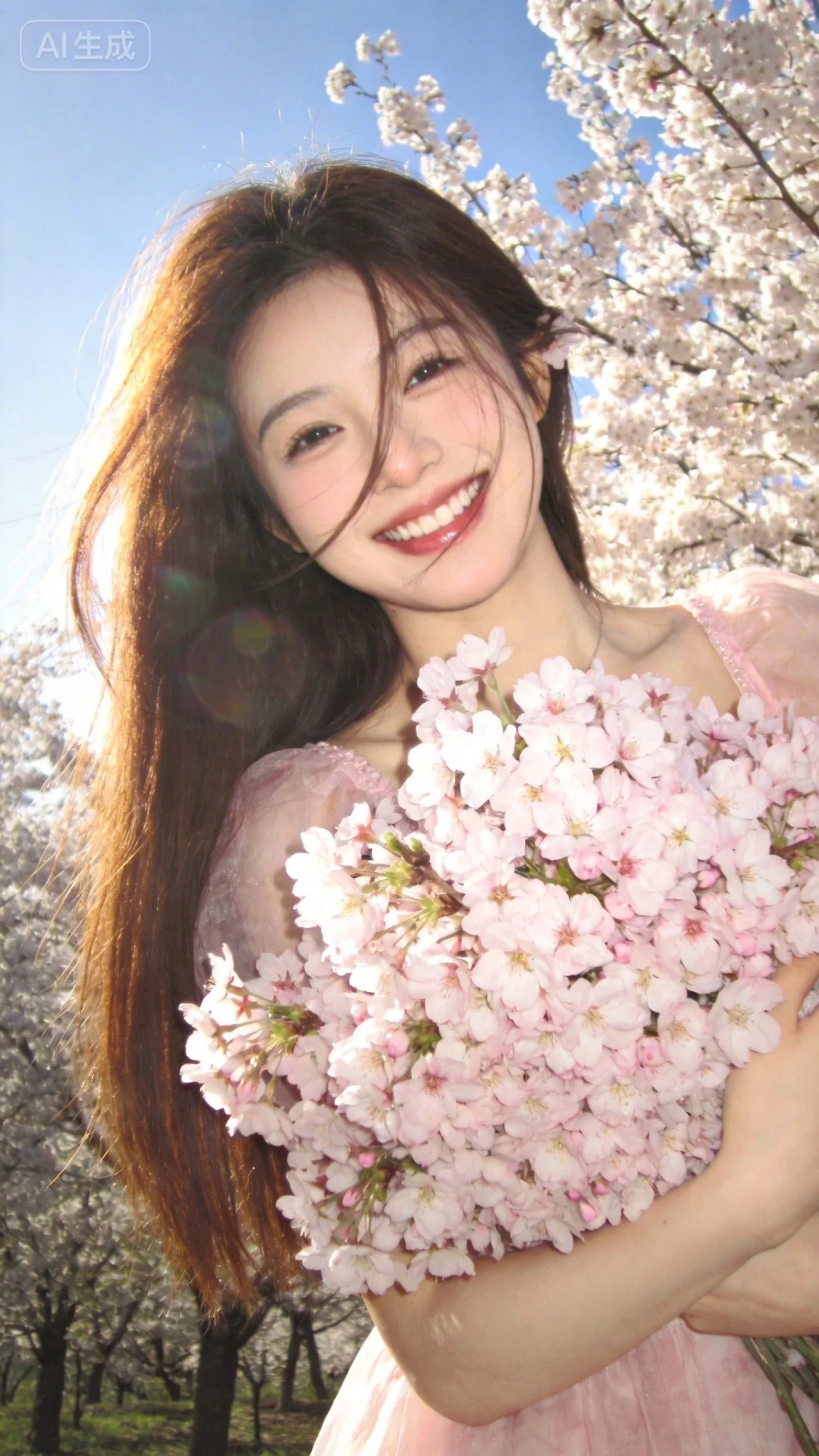 保持人物五官和脸型不变，无面部变形、无五官模糊、无磨皮过度。表情温柔...