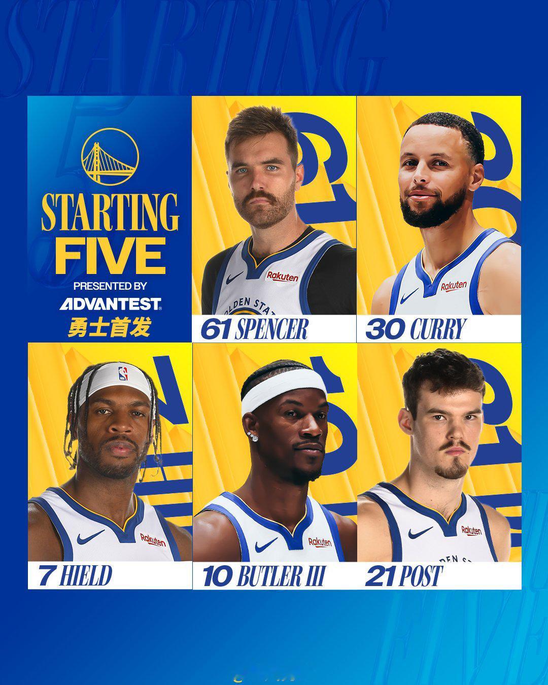 勇士今日首发：森林狼vs勇士