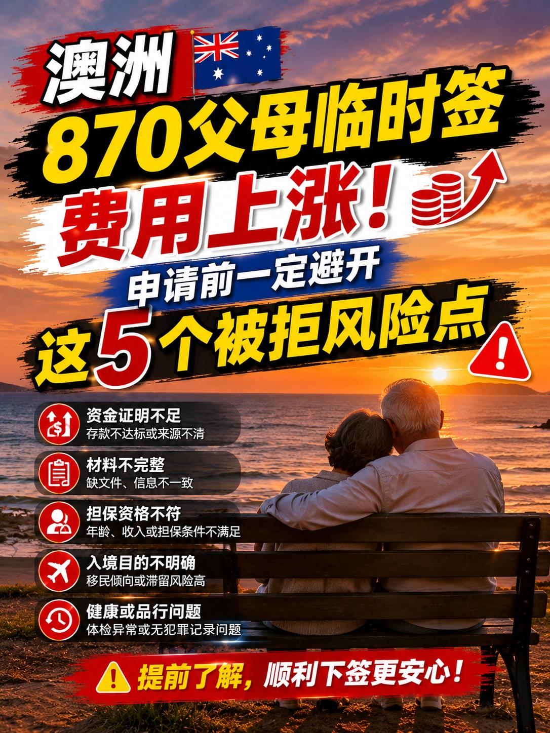 澳洲870父母临时签费用上涨！申请前一定避开这5个被拒风险点！

拿到澳洲PR或