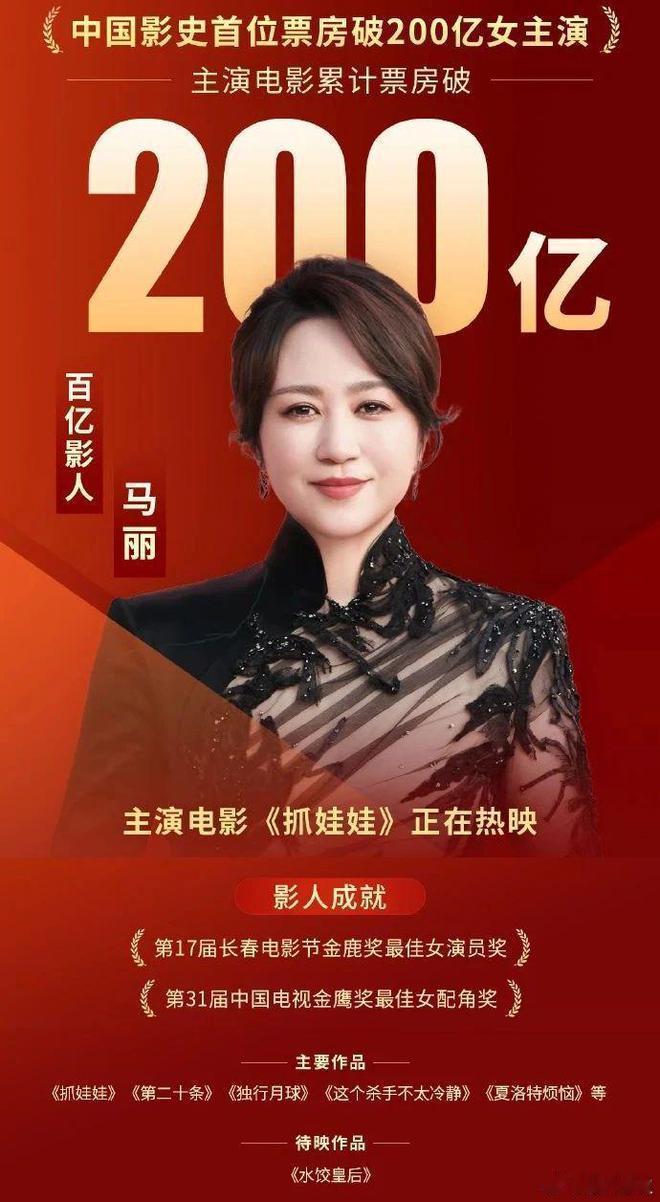 中国影史首位票房破200亿女主演！42岁的马丽再次惊艳四众 ​​​