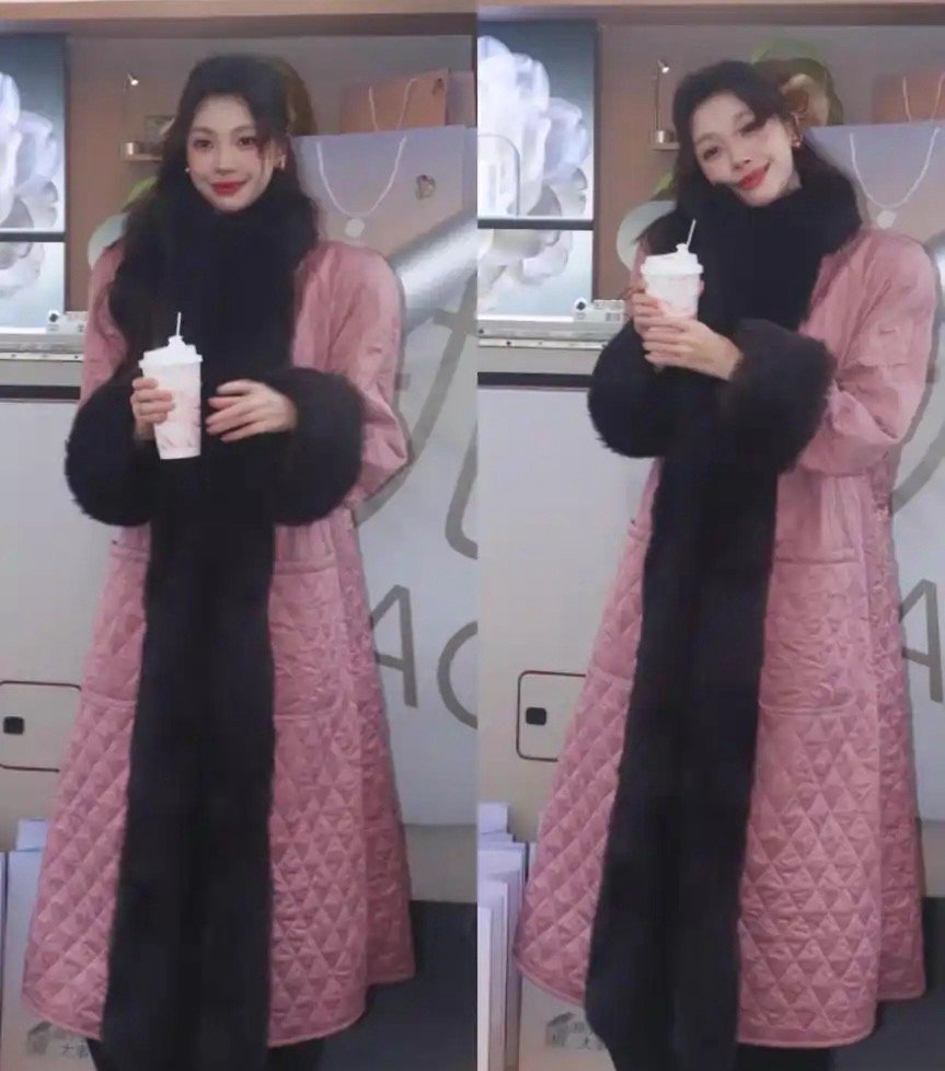 易梦玲恋上胡彦斌后更会打扮了！穿树莓红毛领大衣，走路仪态万千 