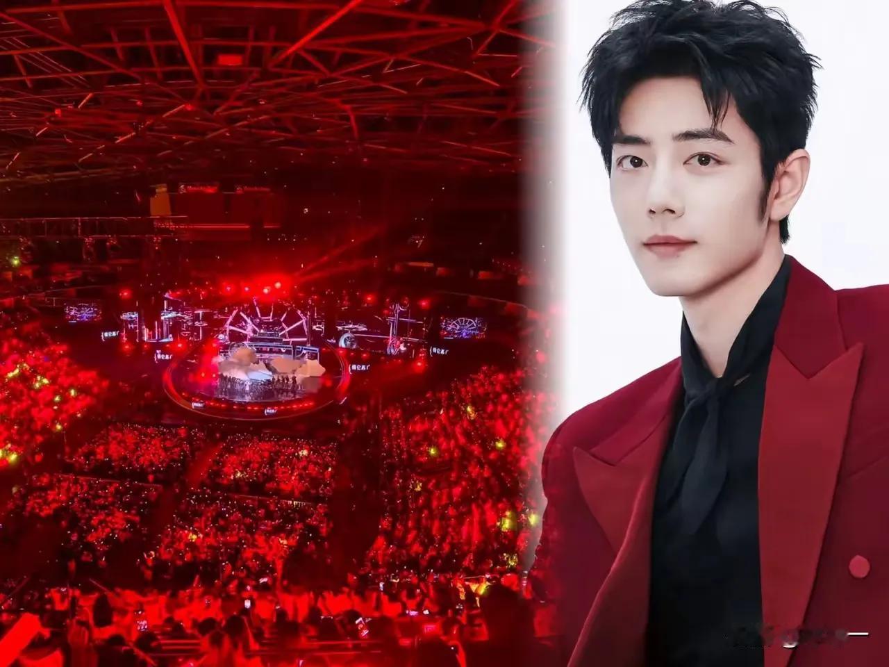 昨晚的肖战一定是最幸福的，
小飞侠心有灵犀，
会场瞬间变成了红色的海洋，
和战战