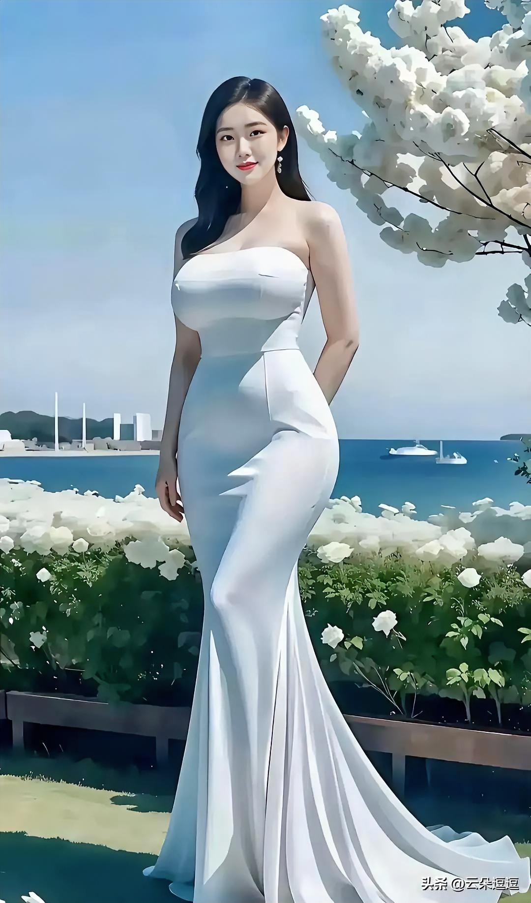 优雅白裙，海边漫步，尽享夏日风情