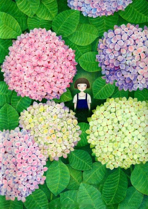 我到底多喜欢画绣球。#夏日次元盛典##热游一夏挑战##超级红人节# ​​​