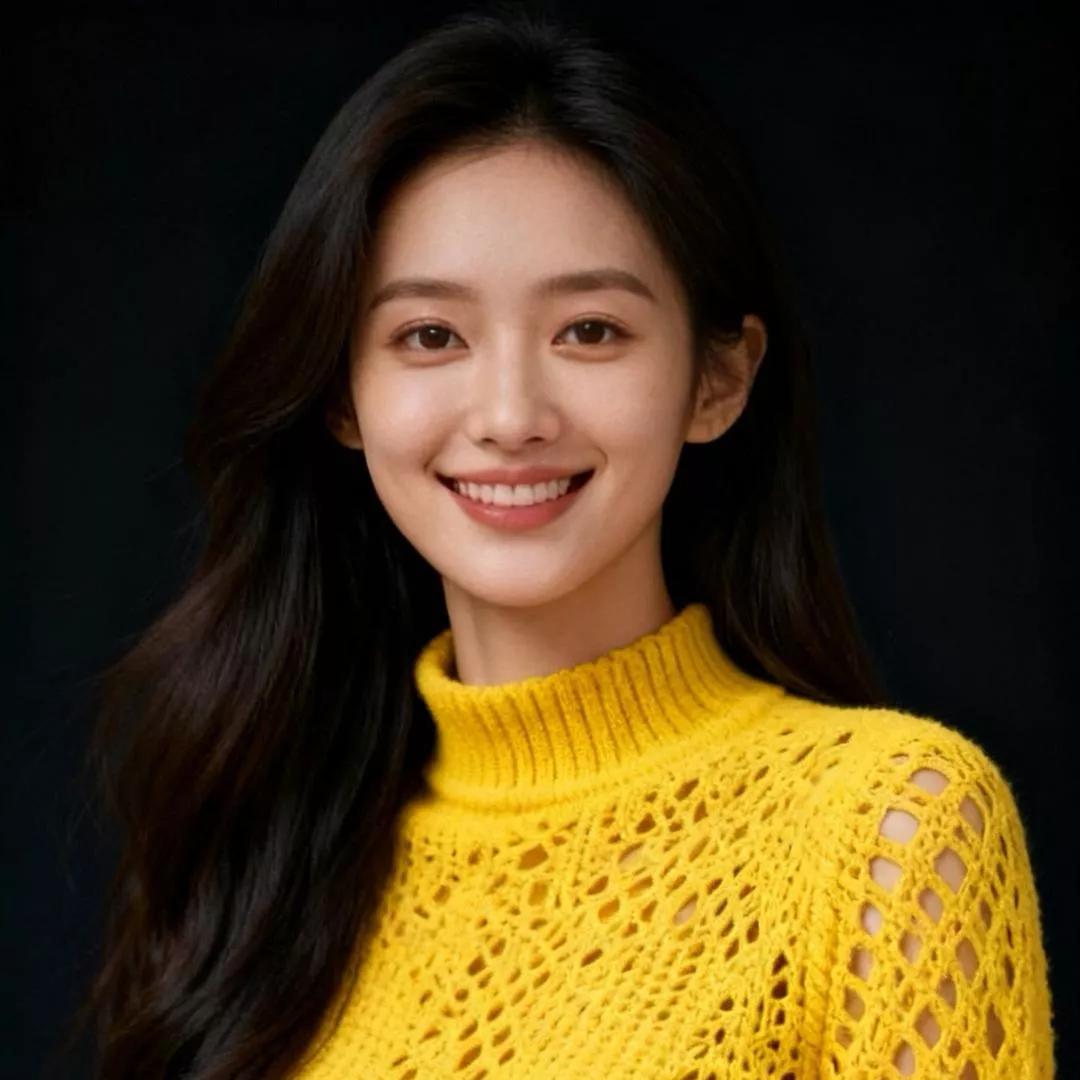 温柔笑容，黄色毛衣的甜美女孩💖清纯女郎 清纯美女照 甜美女孩写真照 邻家甜妹写