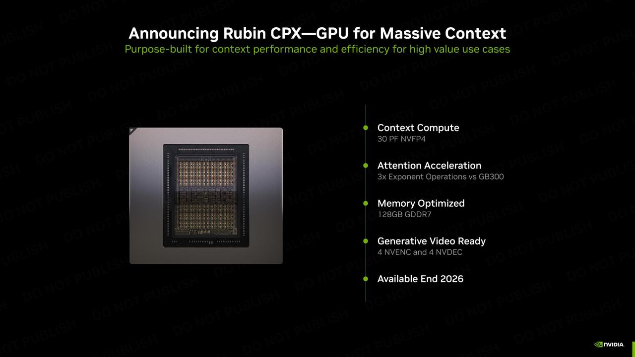 【NVIDIA官宣新GPU Rubin CPX】今天，NVIDIA官方宣布了“R