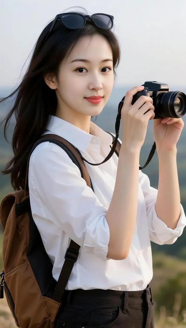 阳光明媚的一天，手持相机，记录美好瞬间！📸🌞🌴