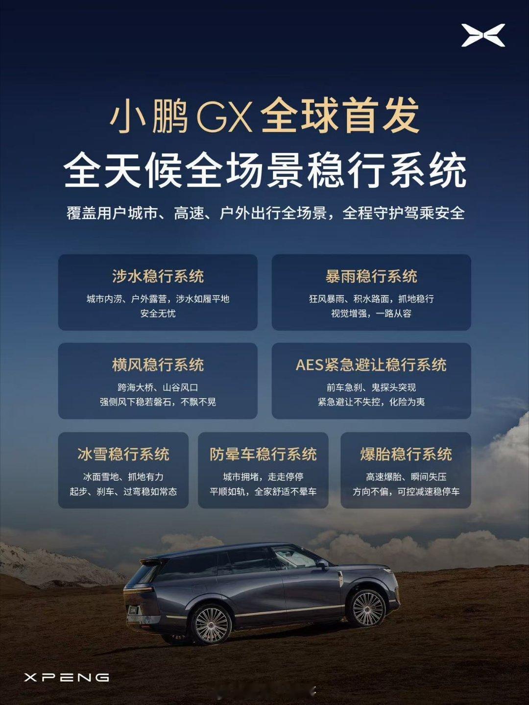 路况再险也不怕！小鹏GX首发全天候全场景稳行系统，覆盖全出行场景700mm深水畅