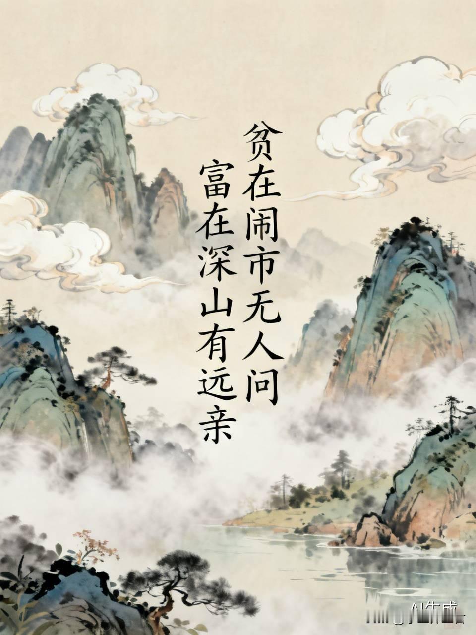 “贫在闹市无人问”，这上联道尽世态炎凉啊。我觉得下联对“富在深山有远亲”就很合适