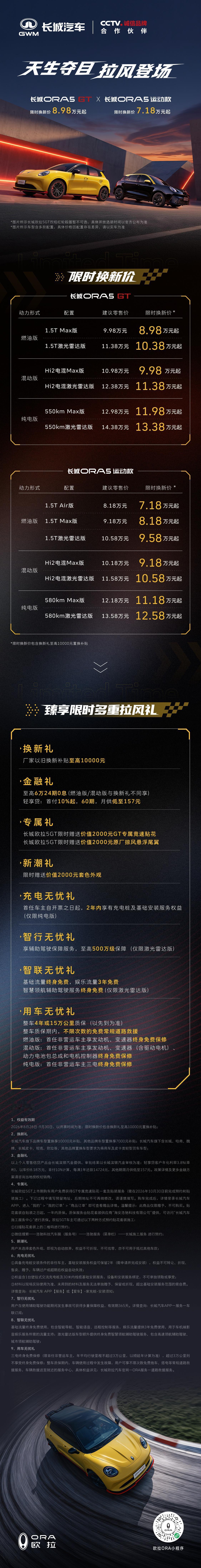 来吧宝子们，适合年轻人的拉风小钢炮来了！长城欧拉分为5GT和运动两款，有燃油、混