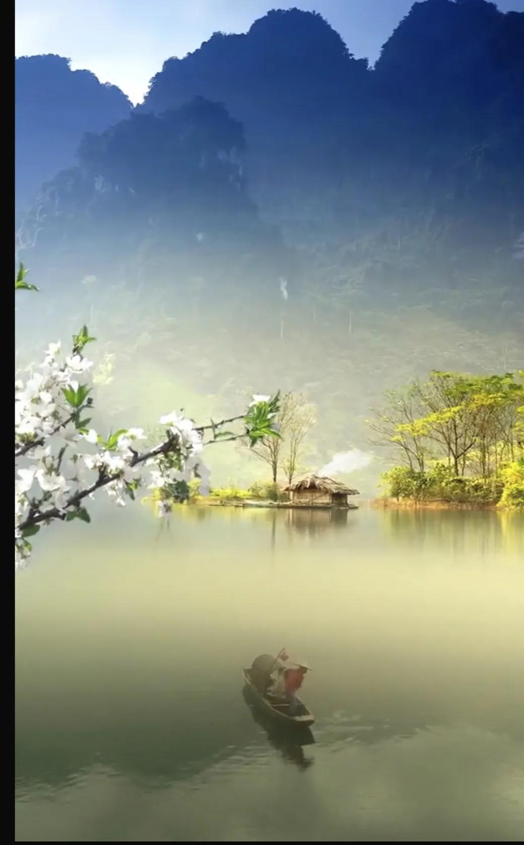 人间处处，春雨杏花急急落，车马春山慢慢行。