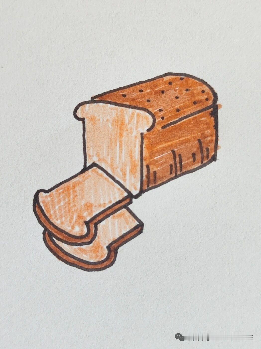 简笔画，切片面包和甜甜圈