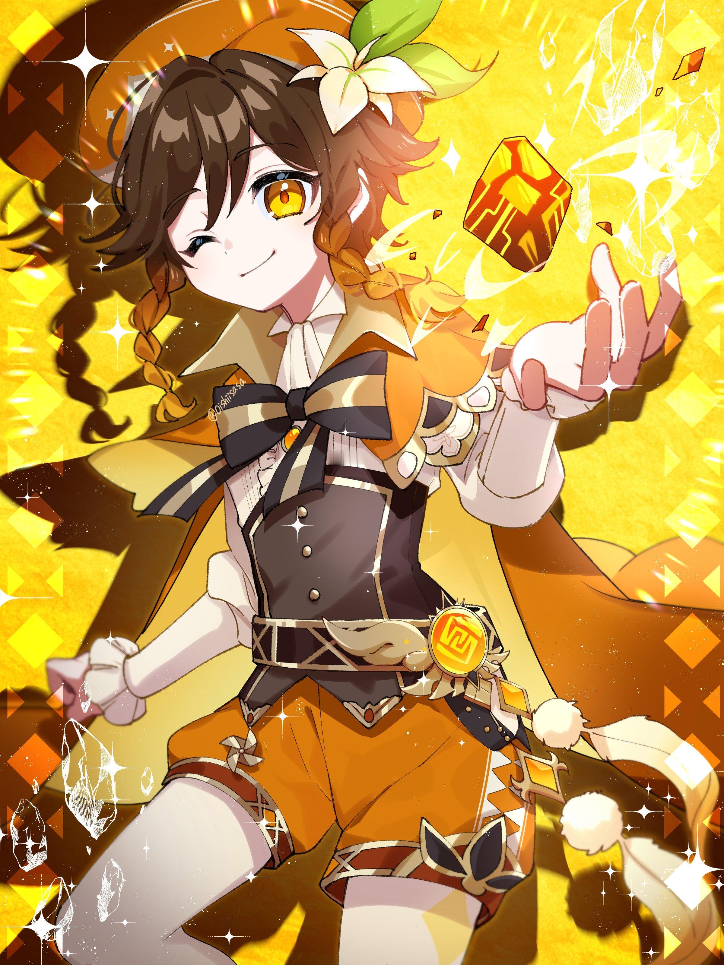 假如温迪是岩元素cr:画师 oishiisasa#原神##原神5.0版本##游园
