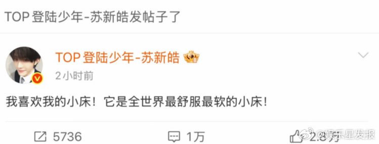 TOP登陆少年演我精神状态 感觉苏新皓说出了我的心声，我也喜欢我的小床，想天天跟