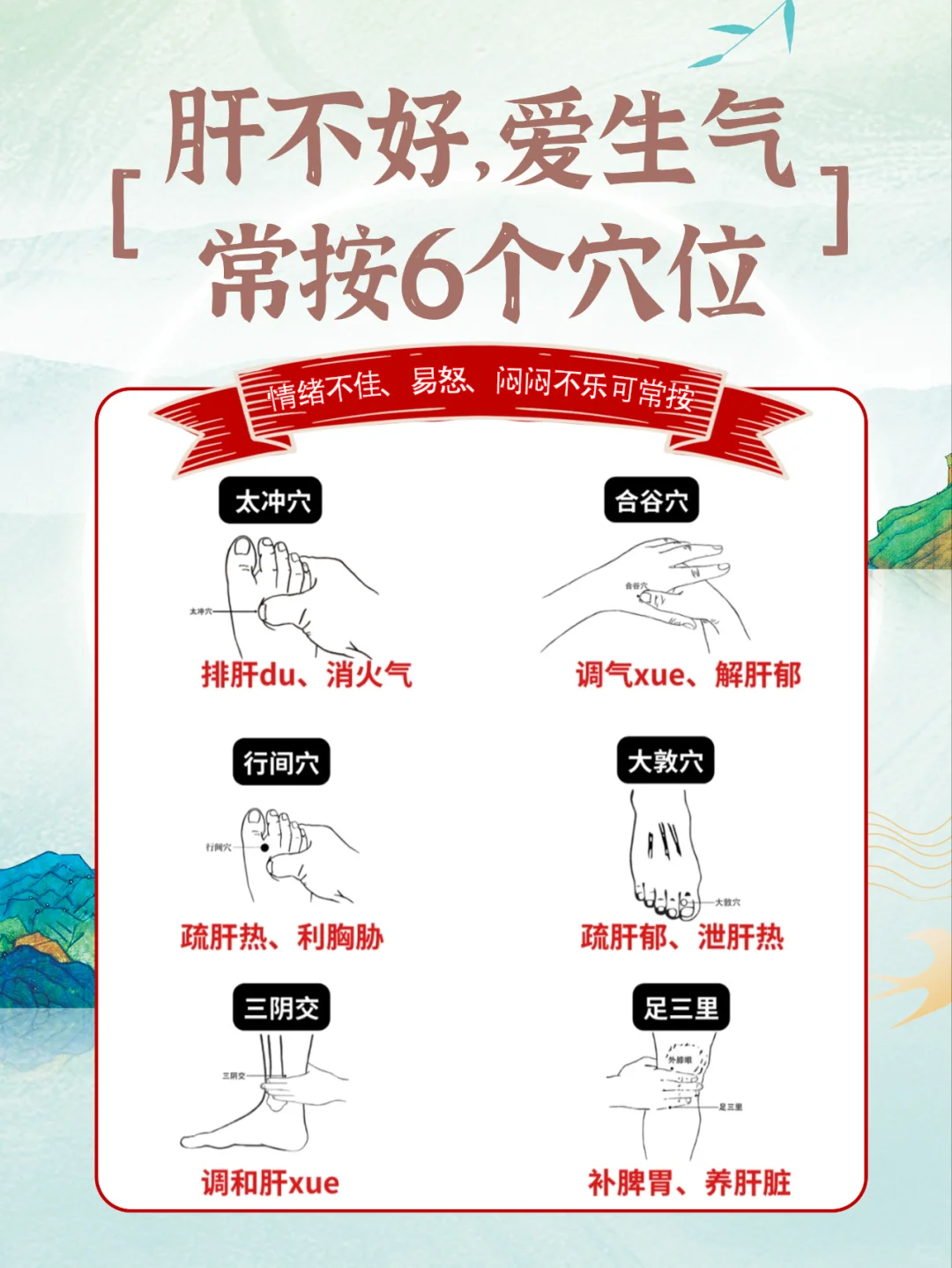 💢肝不好，爱生气😠试试6个消气穴✨