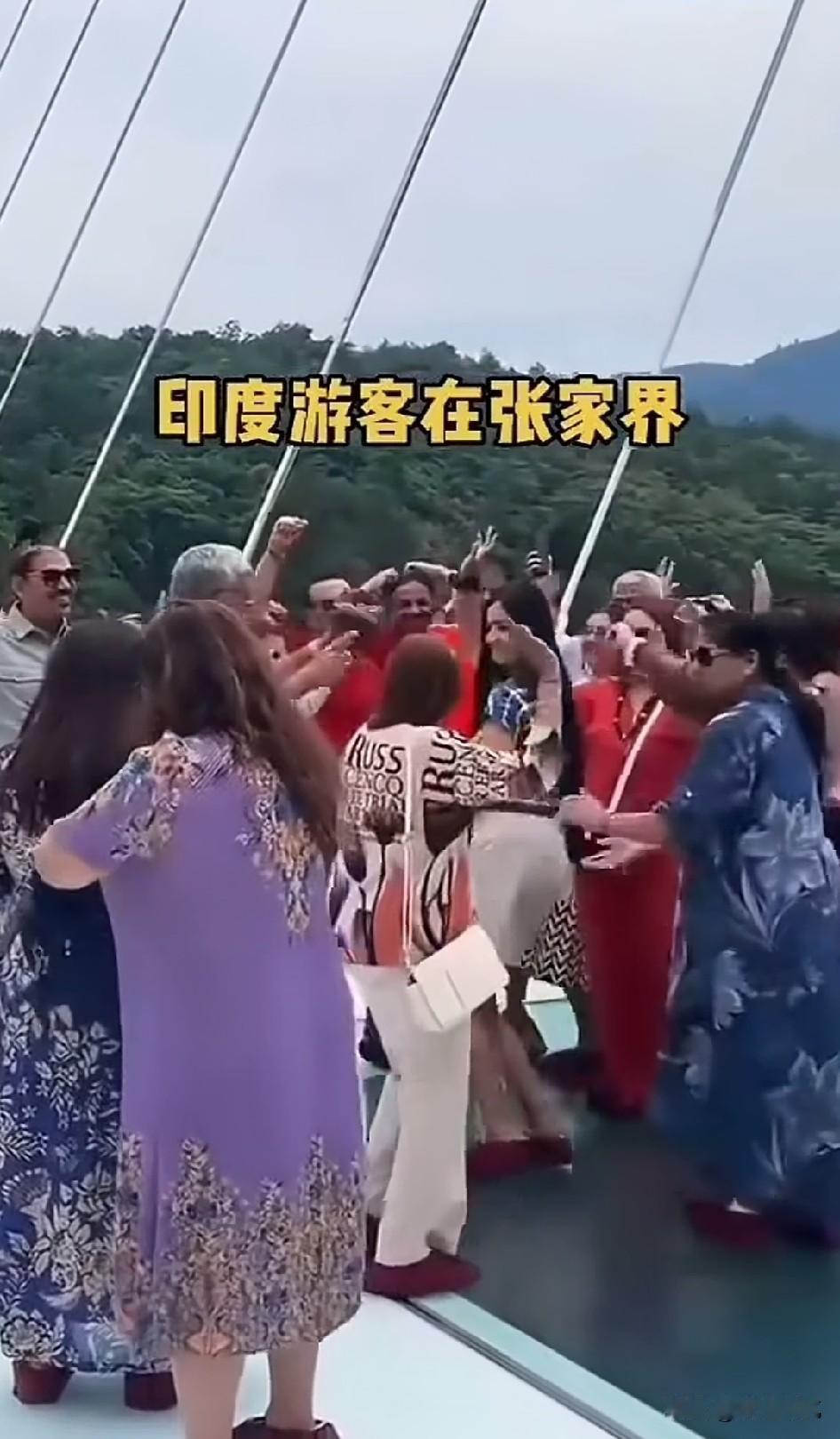 看的真是心惊肉跳！
这帮印度游客可能是没有见过这么风景秀丽的景区，再加上自己能歌