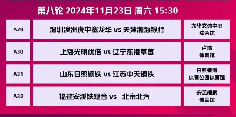 女排联赛11/23日赛程，A级赛四场球悬念丛生！
比赛时间：15：30！
直播渠