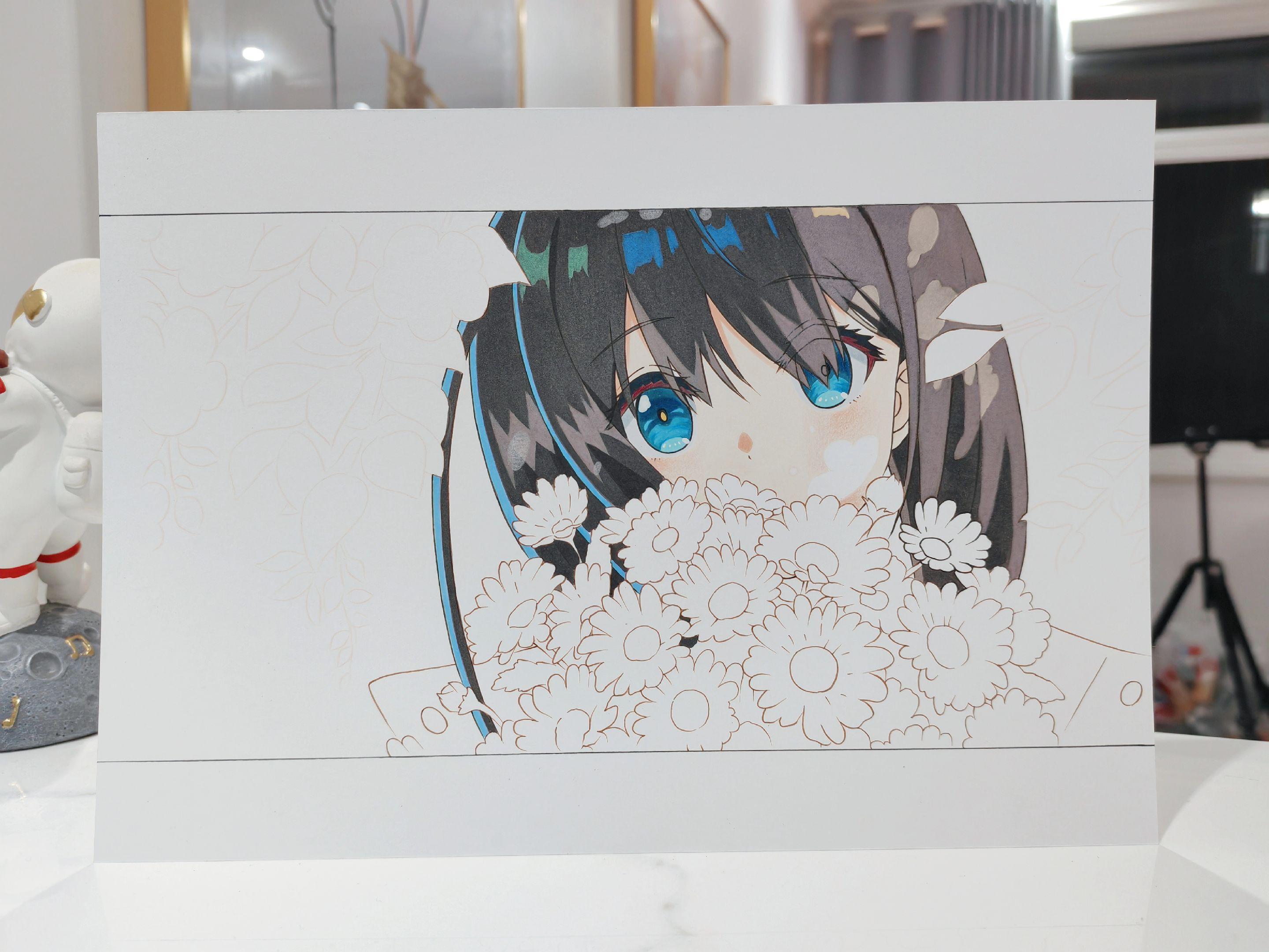 近期临摹 非常喜欢的一张。挺小清新的 是我擅长的风格