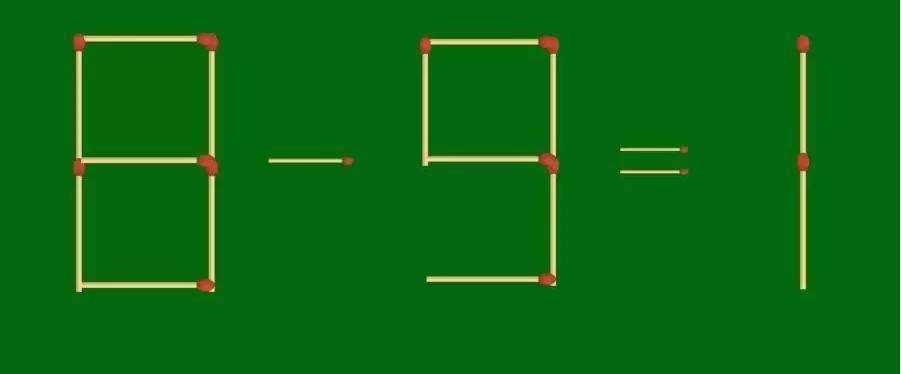 【烧脑时刻！经典火柴谜题】这里有个看似矛盾的等式“8-9=1”，现在需要你大展身