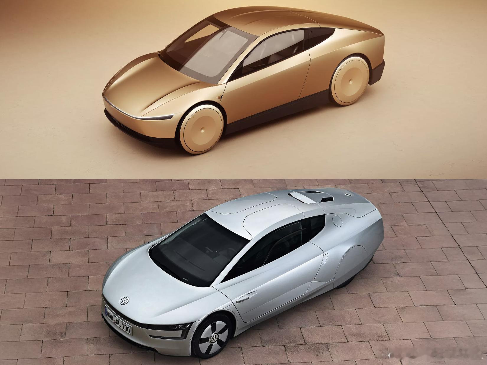 特斯拉Cybercab与大众XL1虽定位迥异，却因对空气动力学效率和未来感设计的