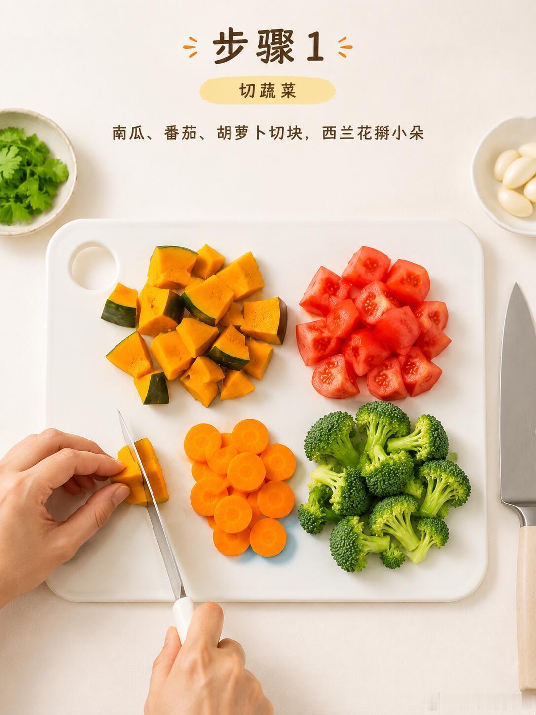 低卡高纤南瓜番茄蔬菜汤，天气干燥吃饭没胃口，安排一锅南瓜番茄蔬菜汤。番茄炒出沙+