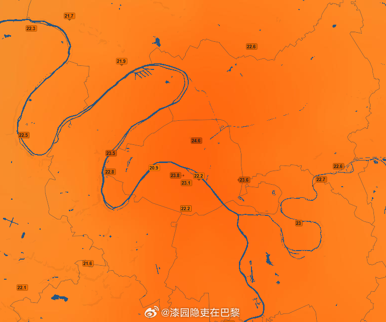 海外新鲜事 巴黎今晚温度终于降了下来，这是十来天来的第一次！晚上11点不到25°
