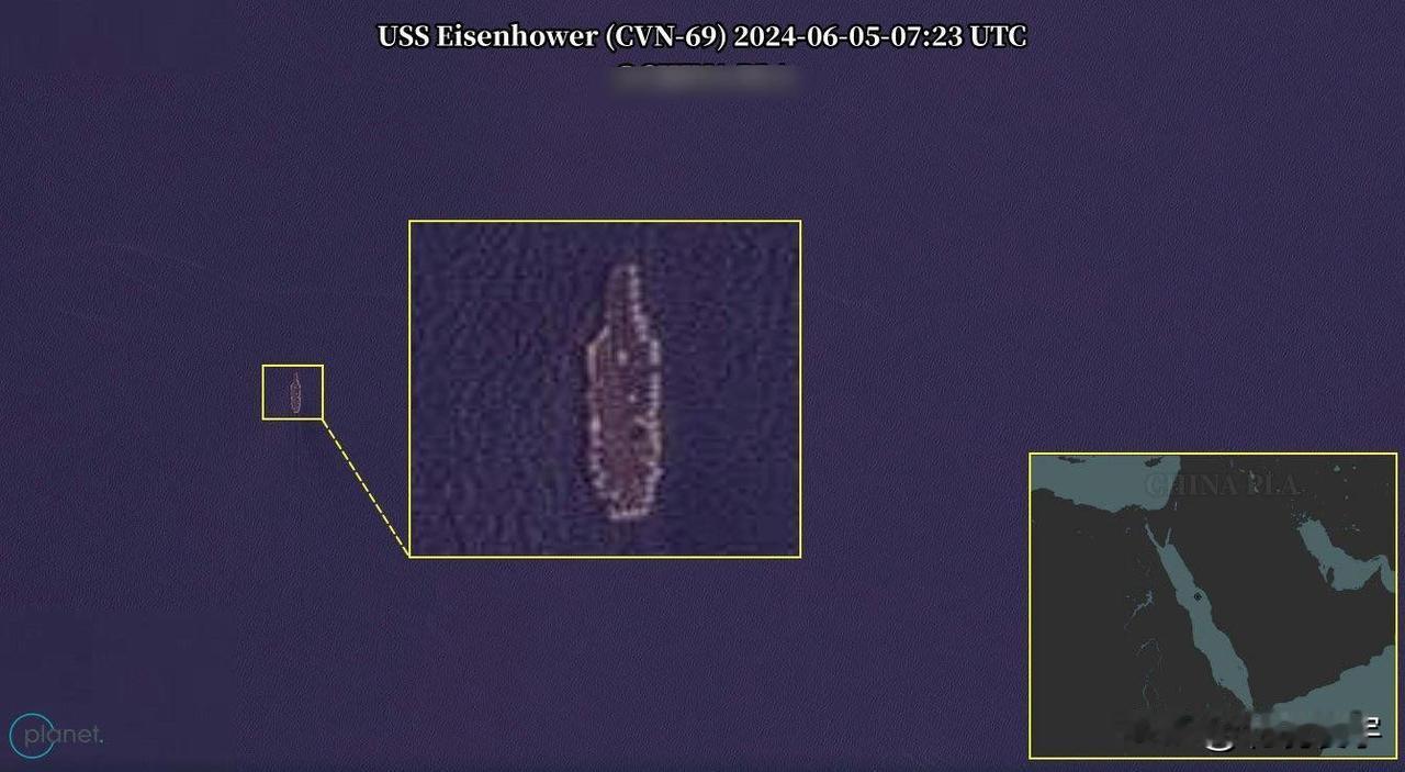 基本实锤了，卫星图证实，美国海军艾森豪威尔号航母没有被也门胡塞武装的导弹命中。在