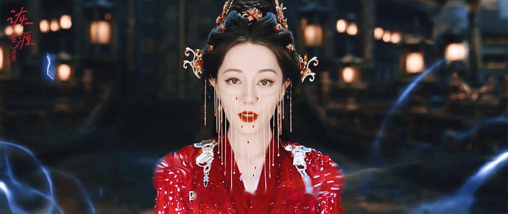 迪丽热巴 《白日提灯》贺思慕 / 动图▷EP19-08 红衣+面帘-绝美裙摆【空