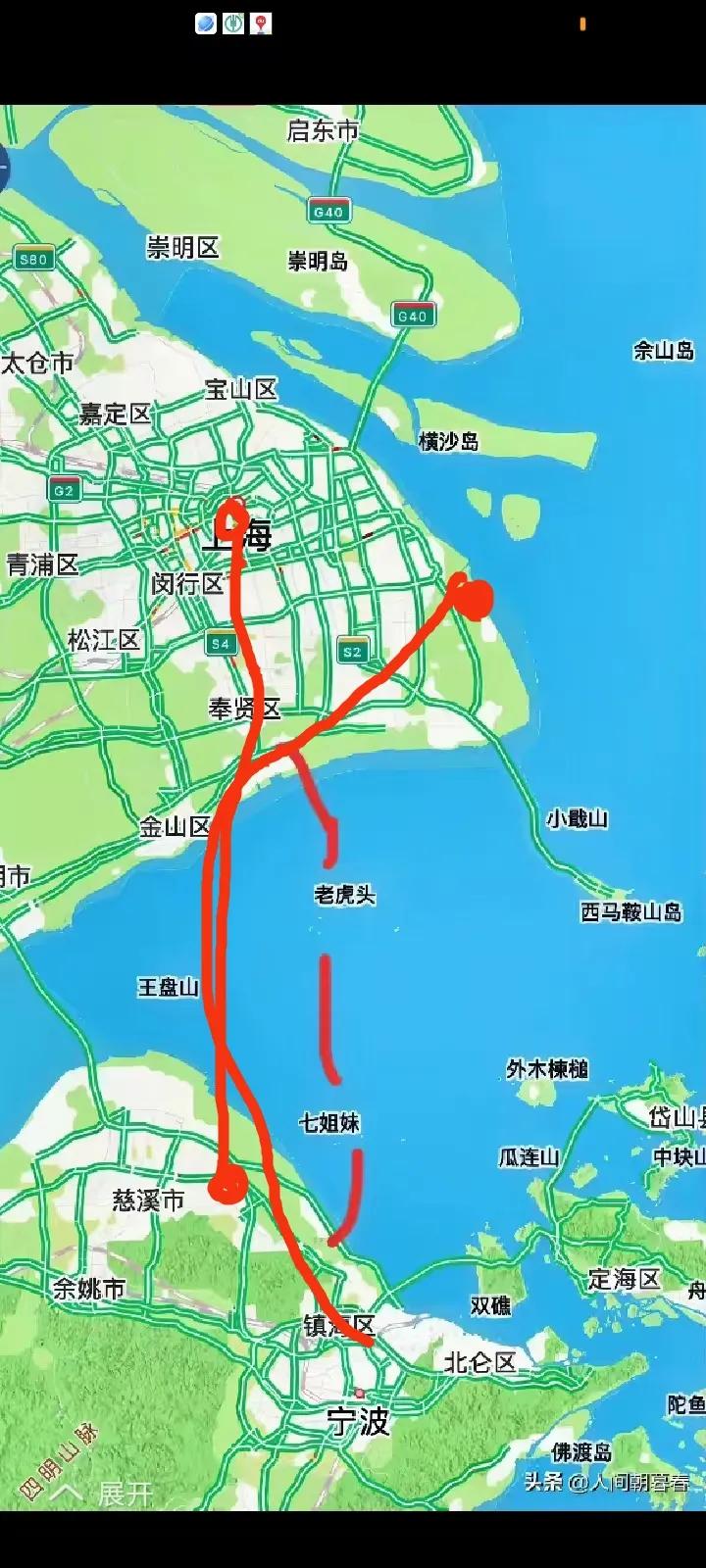 预测长三角城市宁波地区要在三年之内，开始建设甬沪双层公铁双向12车道跨海大桥二通