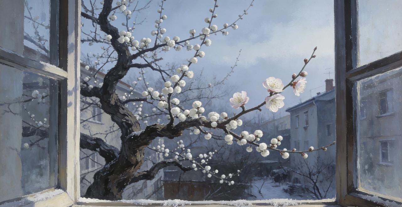 早梅花满枝发：在寒冬里，活出春天的模样

清晨推开窗，突然发现小区里那株老梅树已