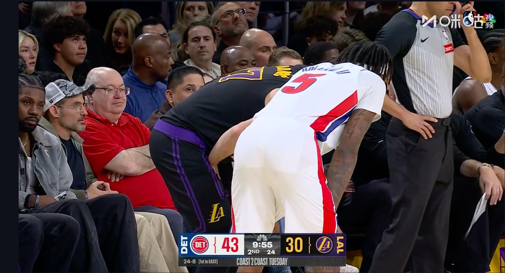 东子需要缓缓，被踢到了活塞vs湖人