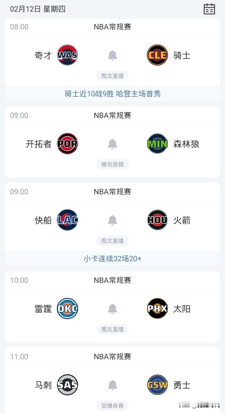 明日开拓者战森林狼 马刺战勇士 骑士战奇才 雷霆战太阳等焦点赛事关注