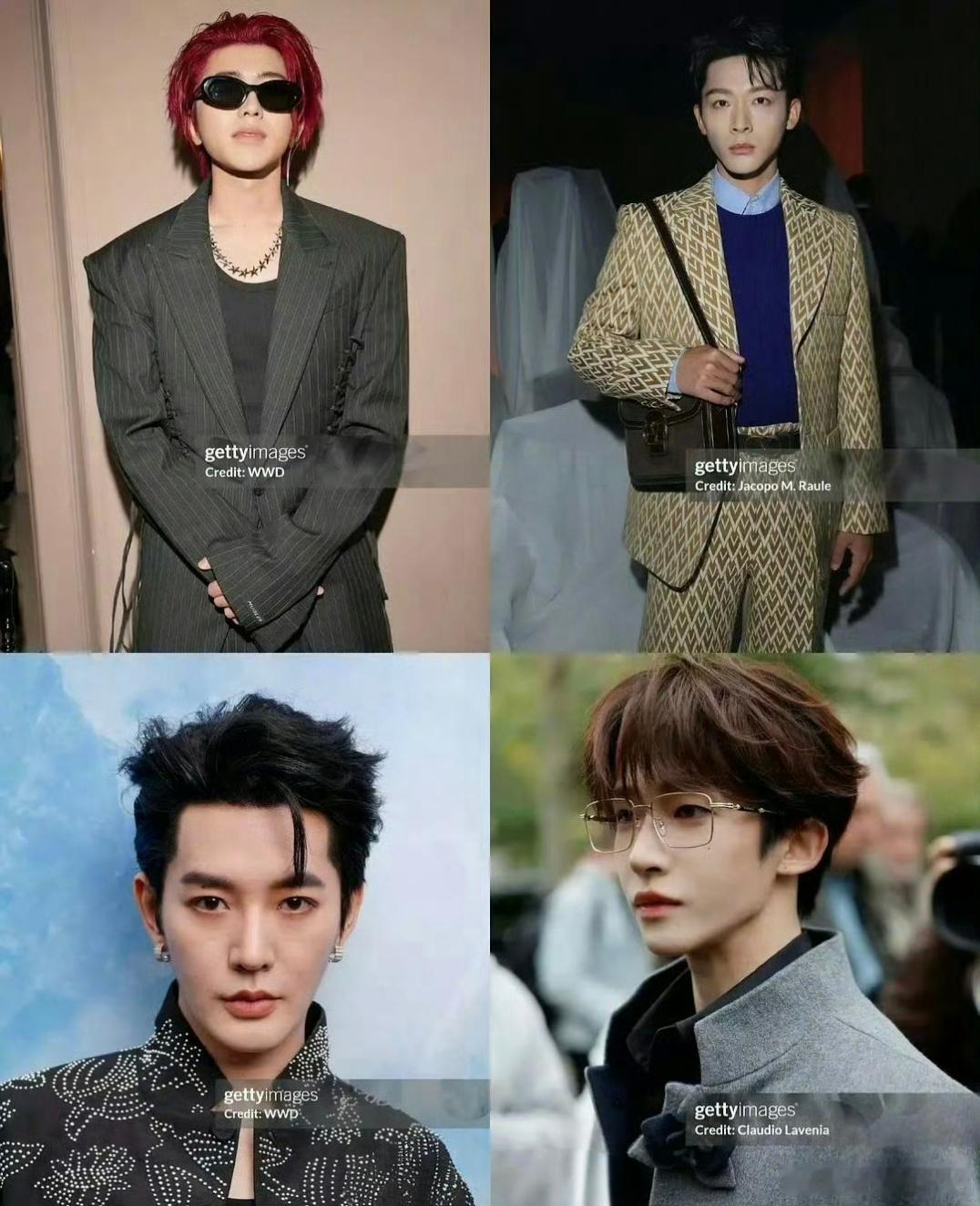 巴黎时装周男明星G社出图蔡徐坤、张晚意、邓为、刘宇感觉只有刘宇状态可以 ​​​