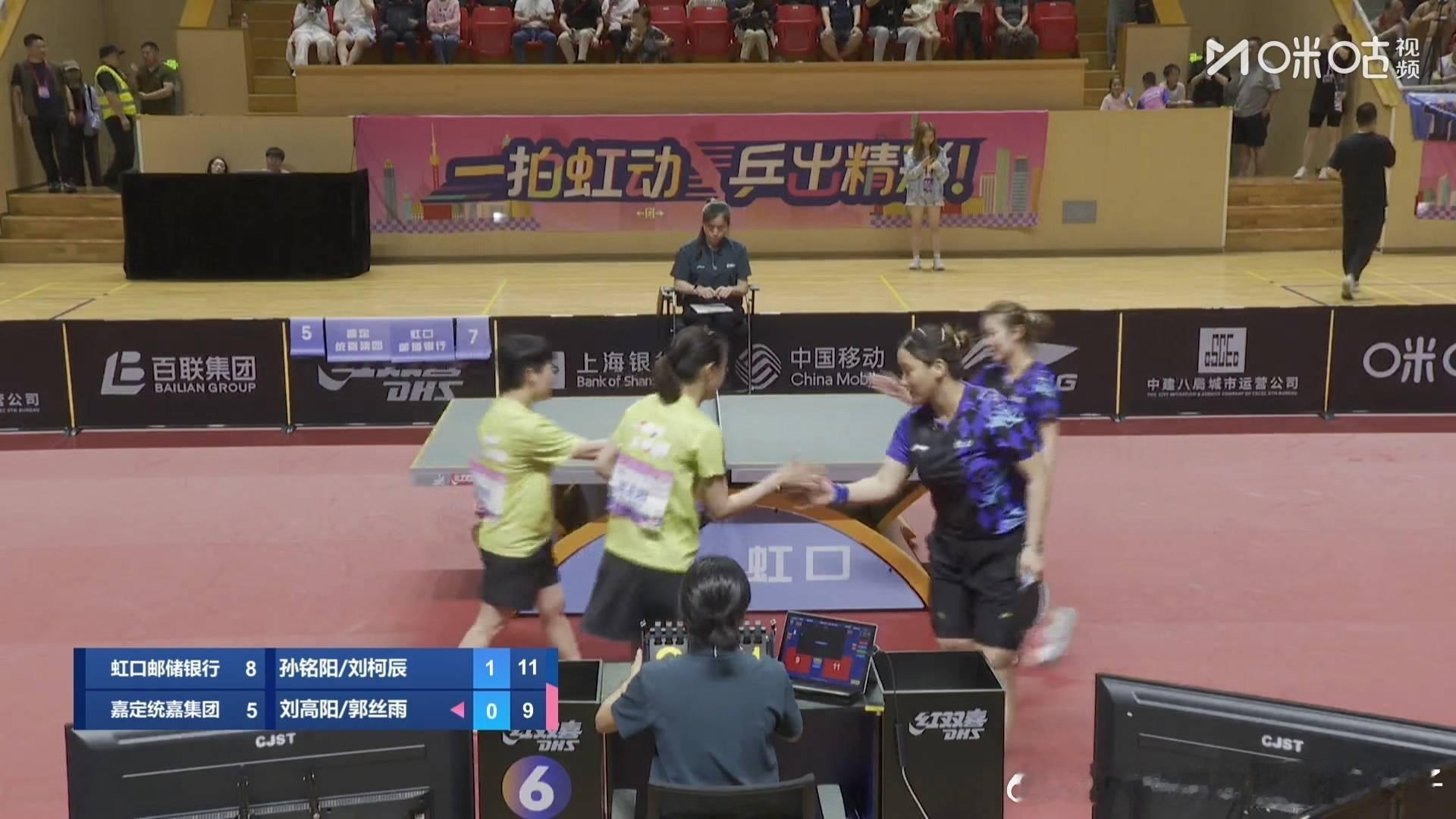 2026年上海乒乓球嘉年华循环赛第三轮：虹口邮储银行八比五嘉定统嘉集团 取得三连