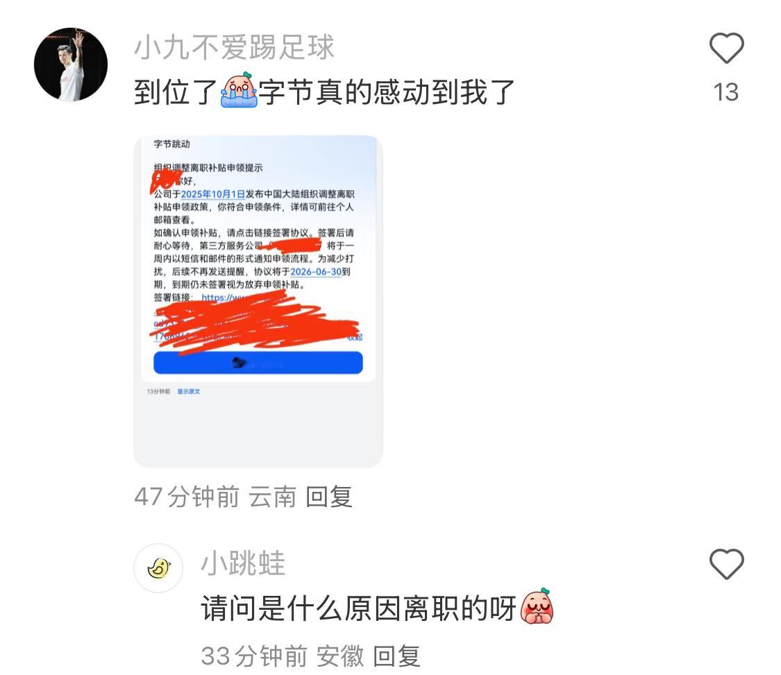 字节跳动补贴因组织调整离职的员工就凭这个离职补贴，字节可以说是国内T0级大厂吧。