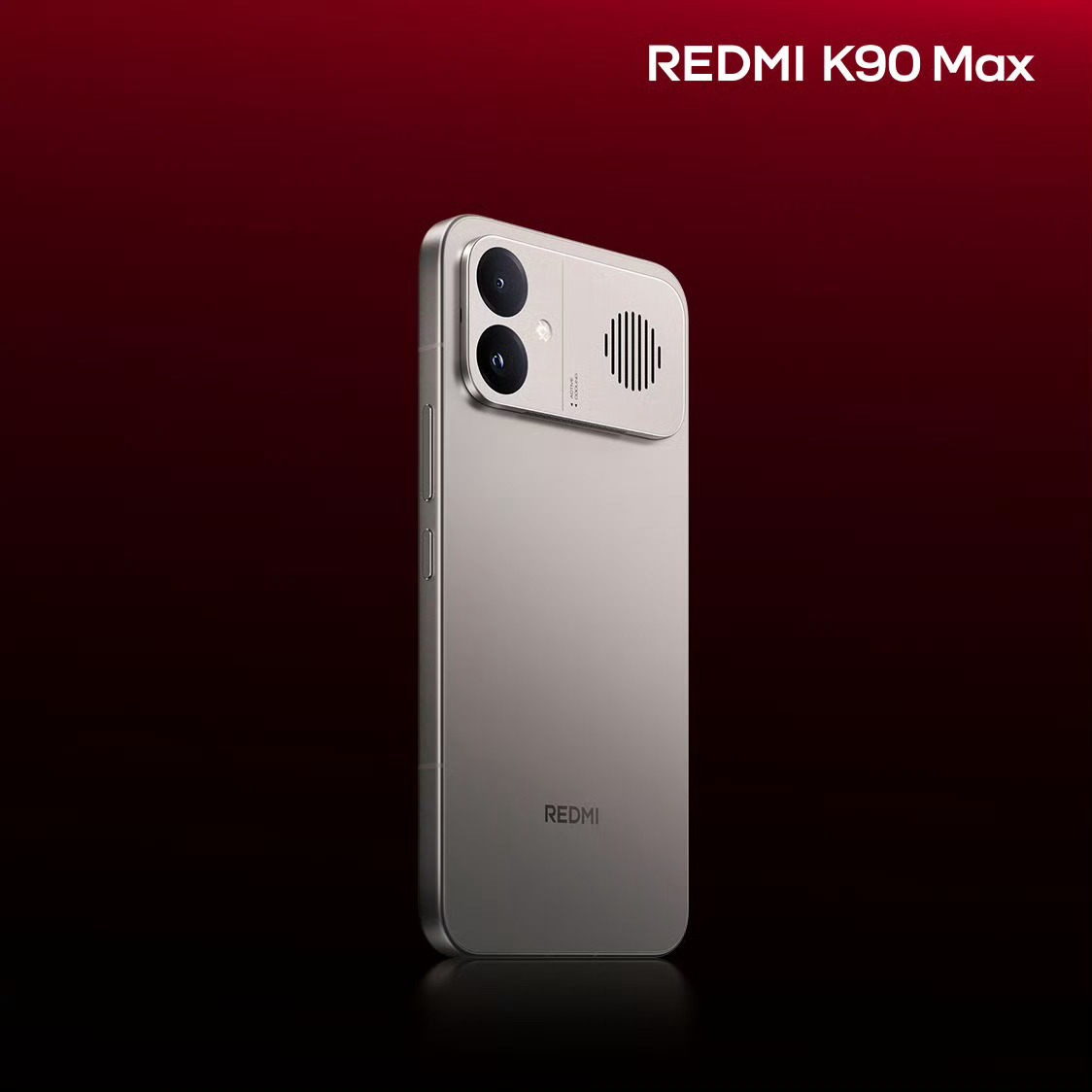 REDMI K90 Max「太空银」真机横置Deco的设计，音响开孔变为风冷开孔