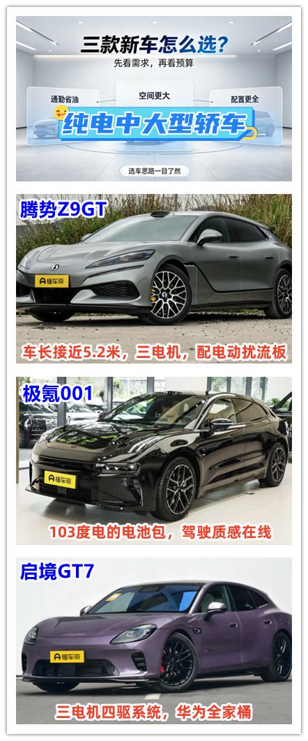 想要中大型的纯电车，还要有越级的尺寸，绝美的颜值，该如何选择呢？今天介绍三款纯电