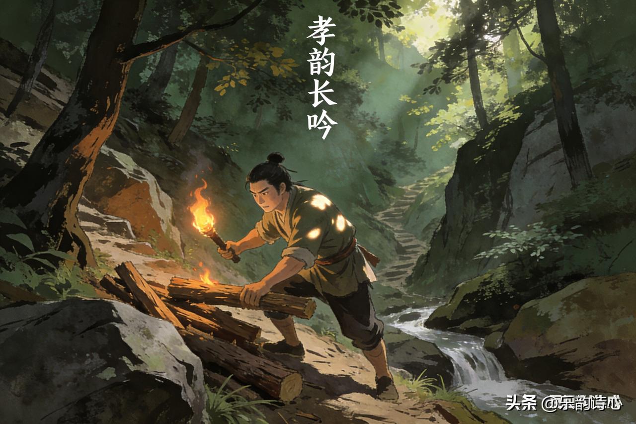 《孝韵长吟》乐韵诗心原创诗词:
千山寻木一时燃，
险阻当前志若磐。
人续香烟树续