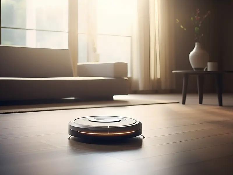 AI智能四大件：有智能扫地机器人、AI语音音箱、智能恒温热水器、智能食材净化器的