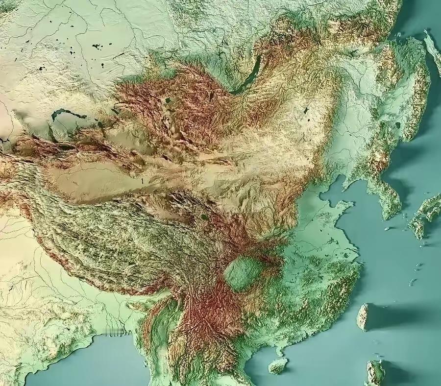 亚洲地形地貌地势图