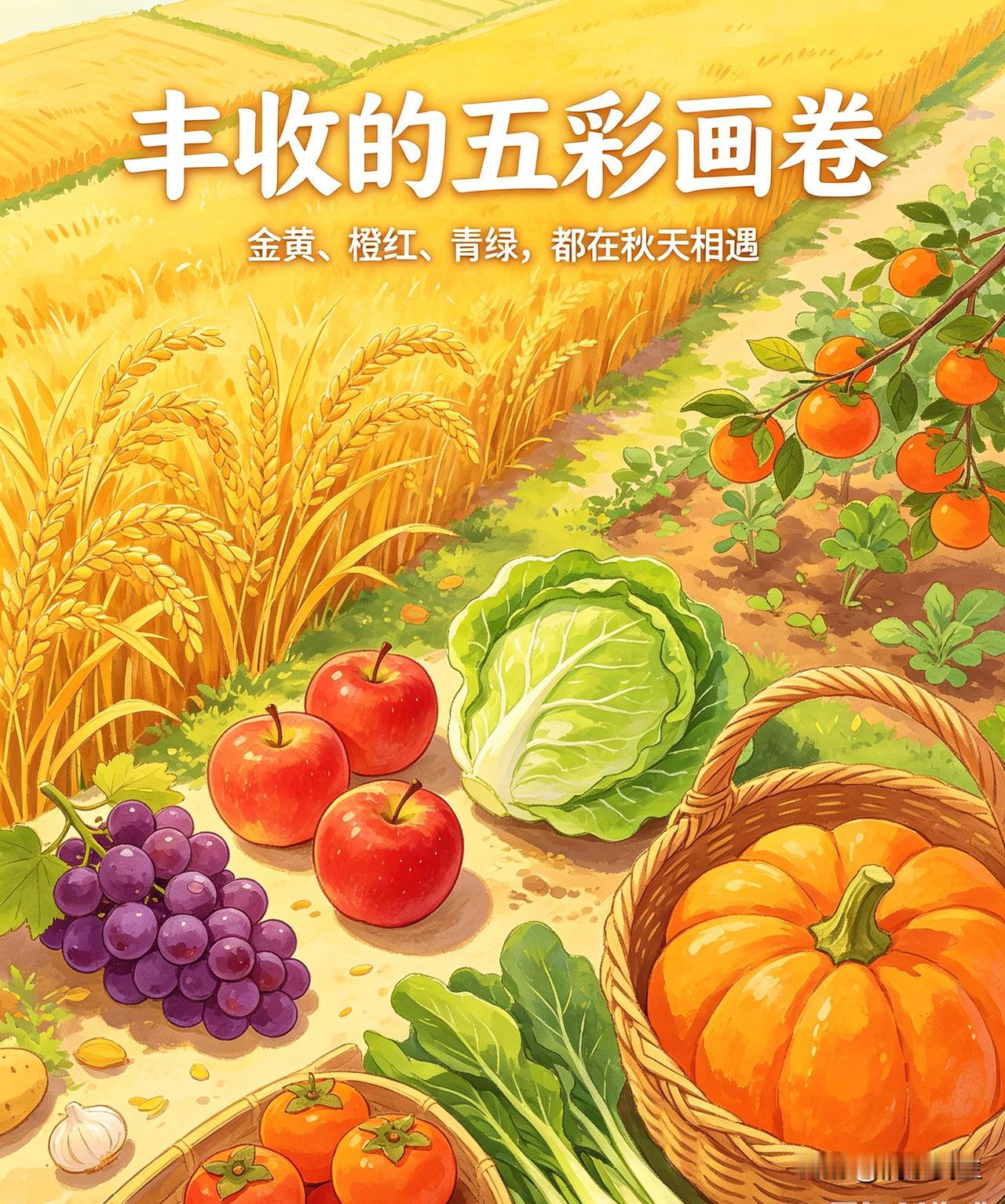 丰收的季节是什么颜色?
秋天的丰收，是五彩斑斓的画卷。田野铺展开金灿灿的底色，成