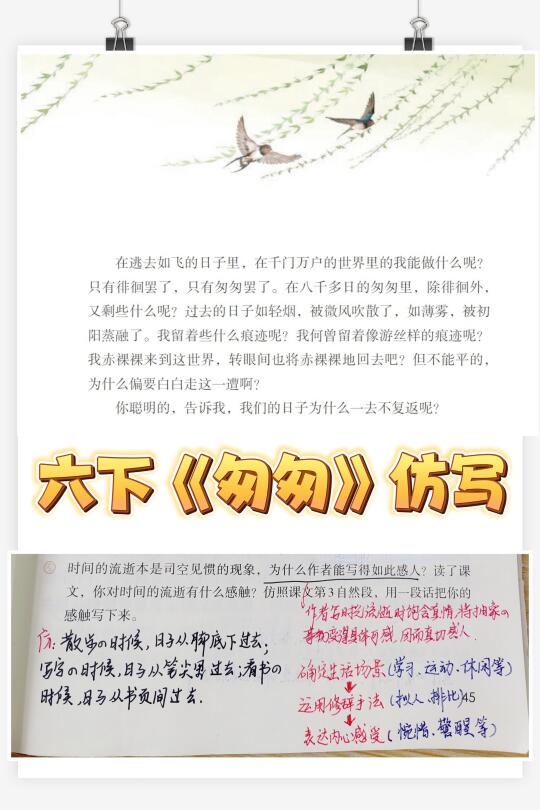 六下语文|《匆匆》第三自然段仿写